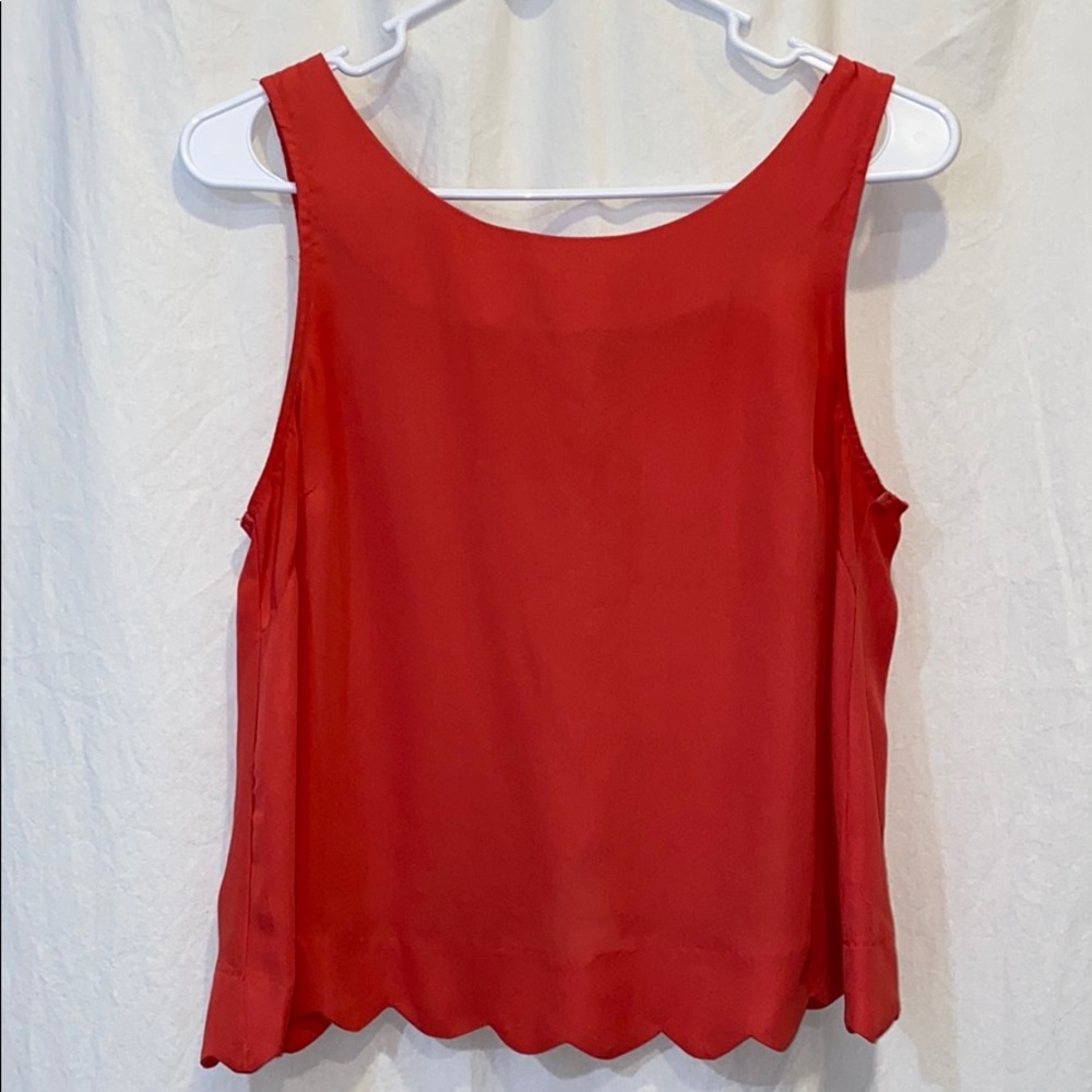 Coral Scalloped Button Down Flyaway Back Tank Top
